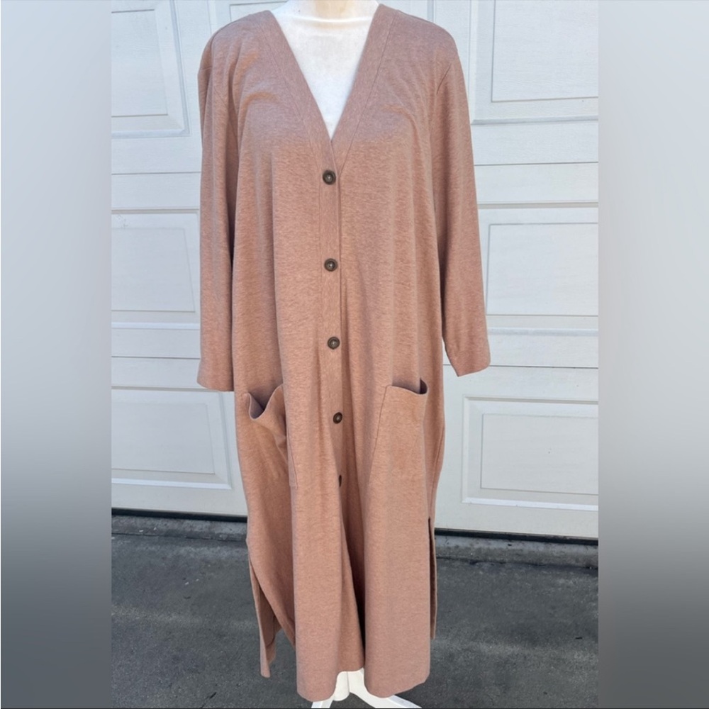 Women's Pure jill Knit Sweater Tunic Dress Cardigan Orange Brown long sleeves XL